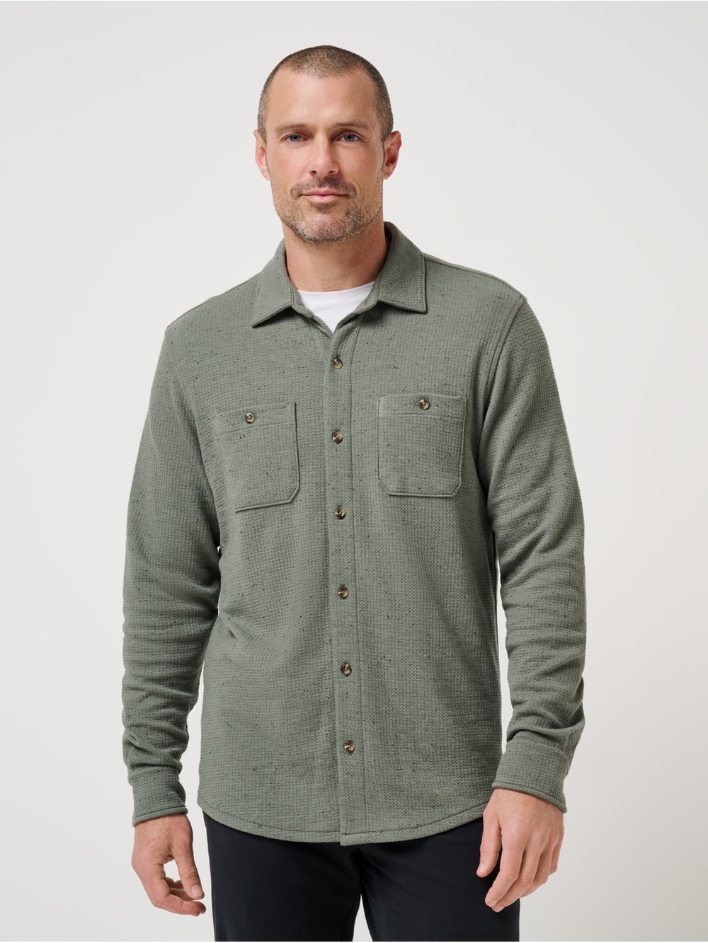 Brand New TravisMathew Men's Lightweight Button-Up Jacket in Dark Olive